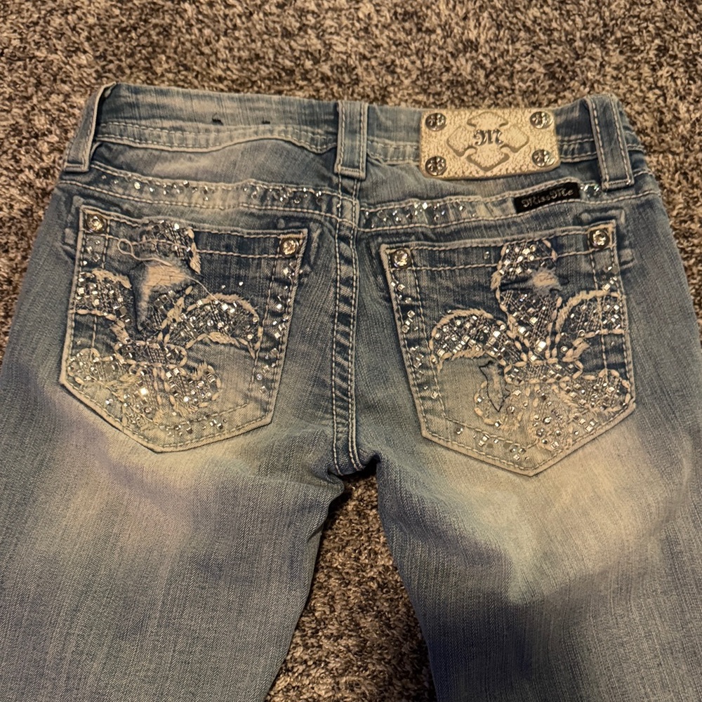 Miss Me Light Blue Boot Cut Jeans with Embellished Pockets